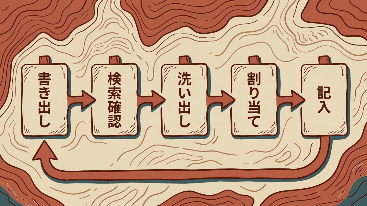 地域名のキーワードで上位を狙う5つの手順の流れを示した図