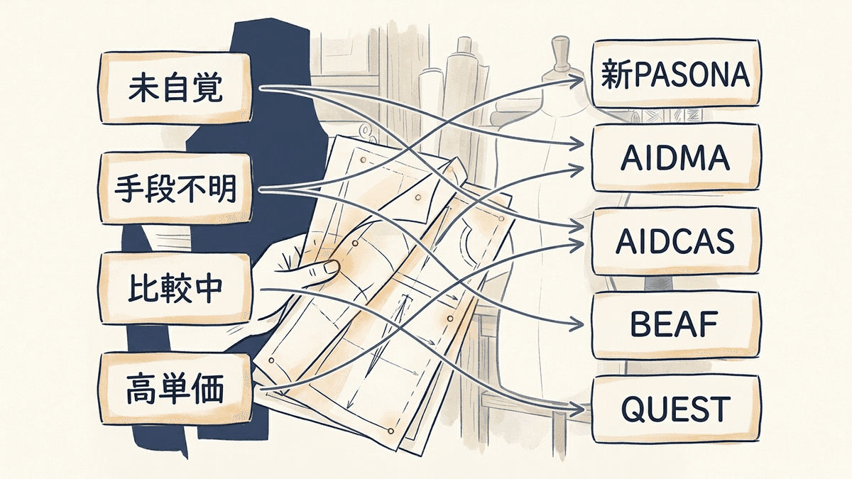 読者の自覚度に応じて選ぶ型が分かれる分岐図