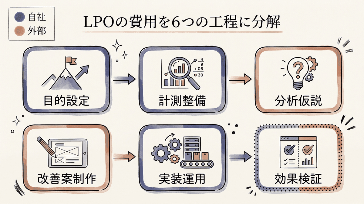LPOの費用を6つの工程に分解した図解
