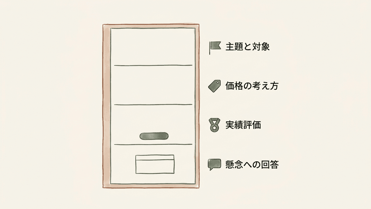 ランディングページの位置ごとに足す情報を対応させた図