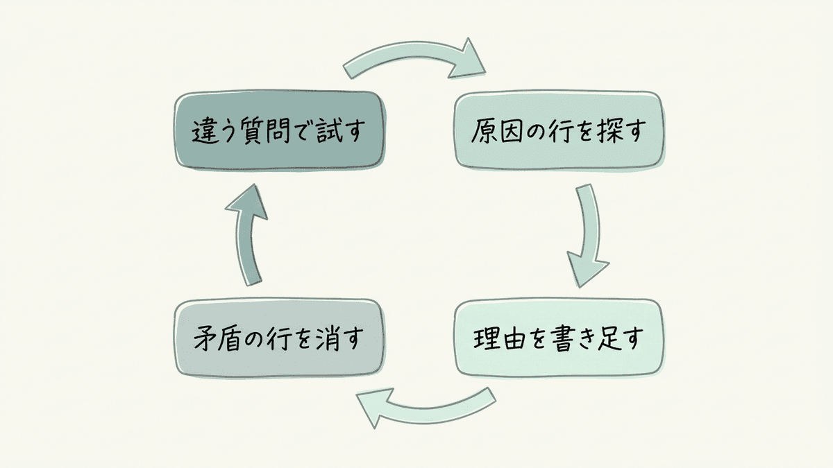 設定どおりに動かないときに直す4つの手順の図
