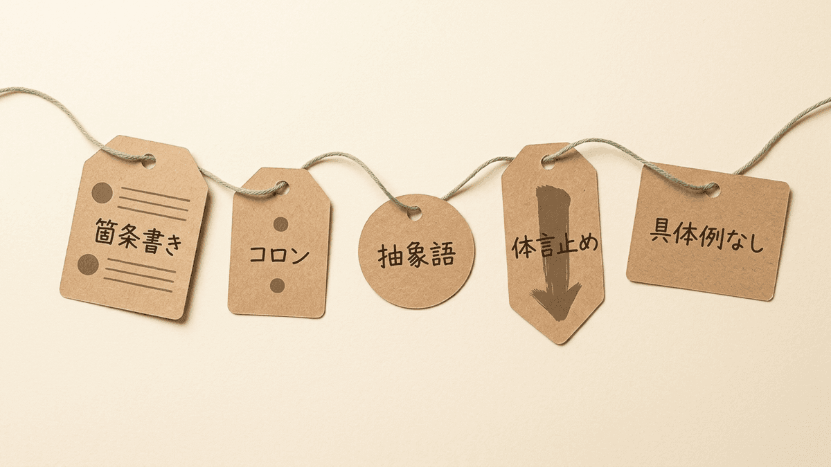 生成AI記事に出やすい特徴の一覧図
