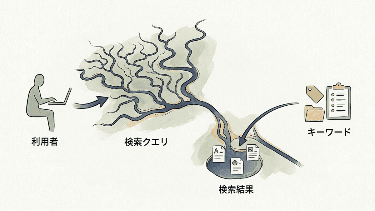 検索クエリとキーワードの関係を示した図