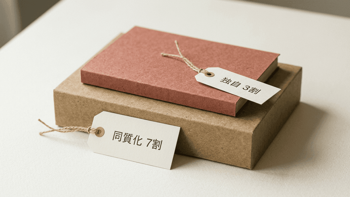 記事構成を同質化パートと独自パートの2層に分けて組み立てる構造図
