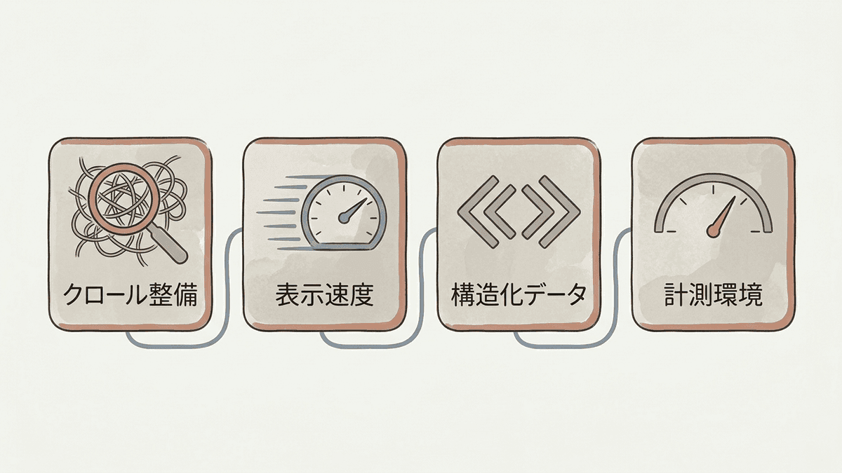 SEOエンジニアが受け持つ4つの仕事領域の図解