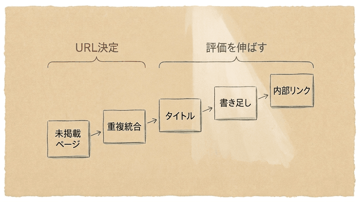 5つの近道を直す順番に並べた図