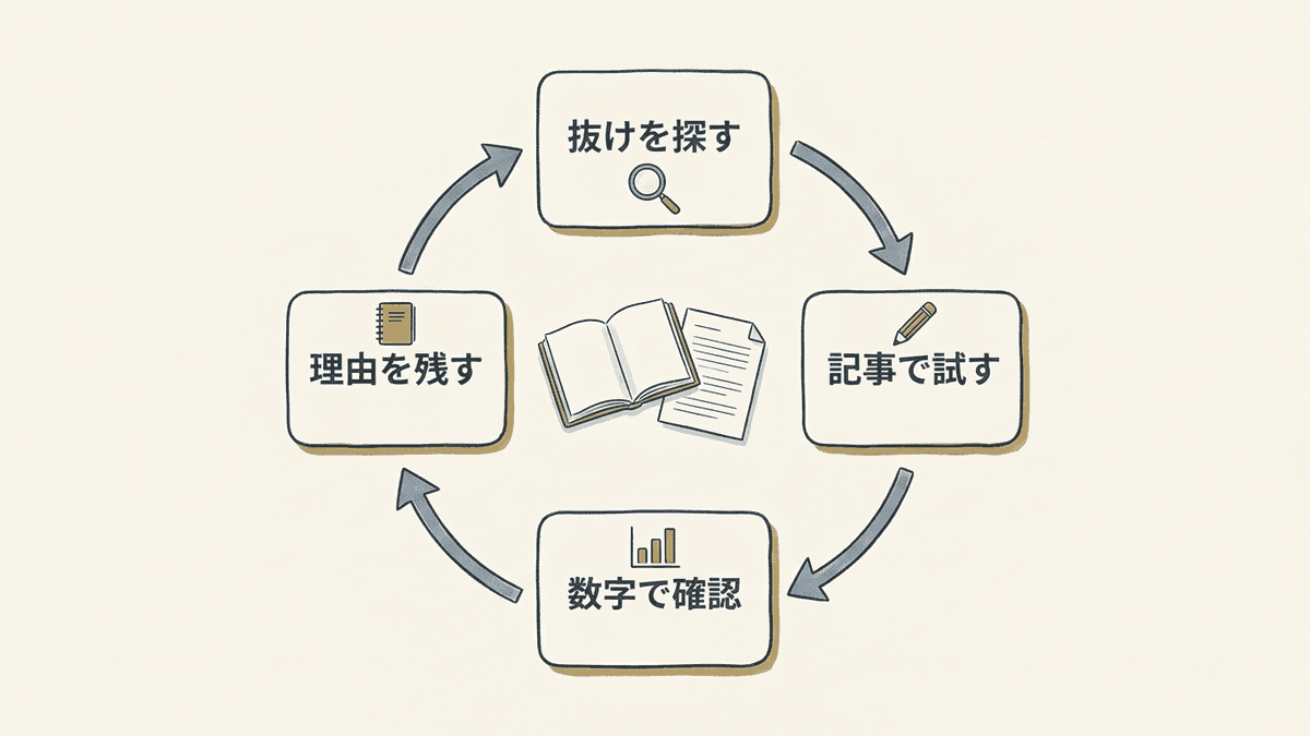 検定で学んだ知識を実務へ移す4つの手順が循環する図