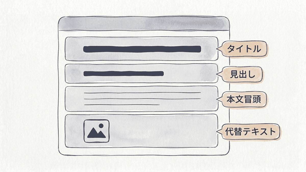 キーワードを置く4つの場所の図