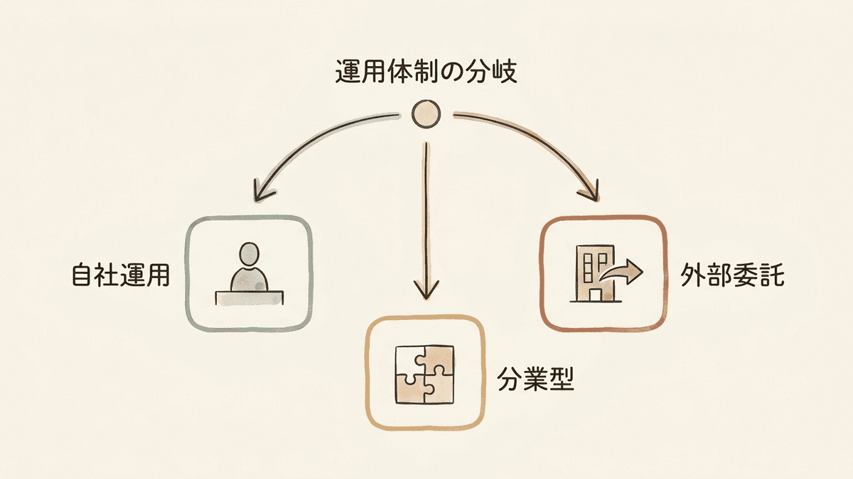 自社運用と外部委託の判断分岐