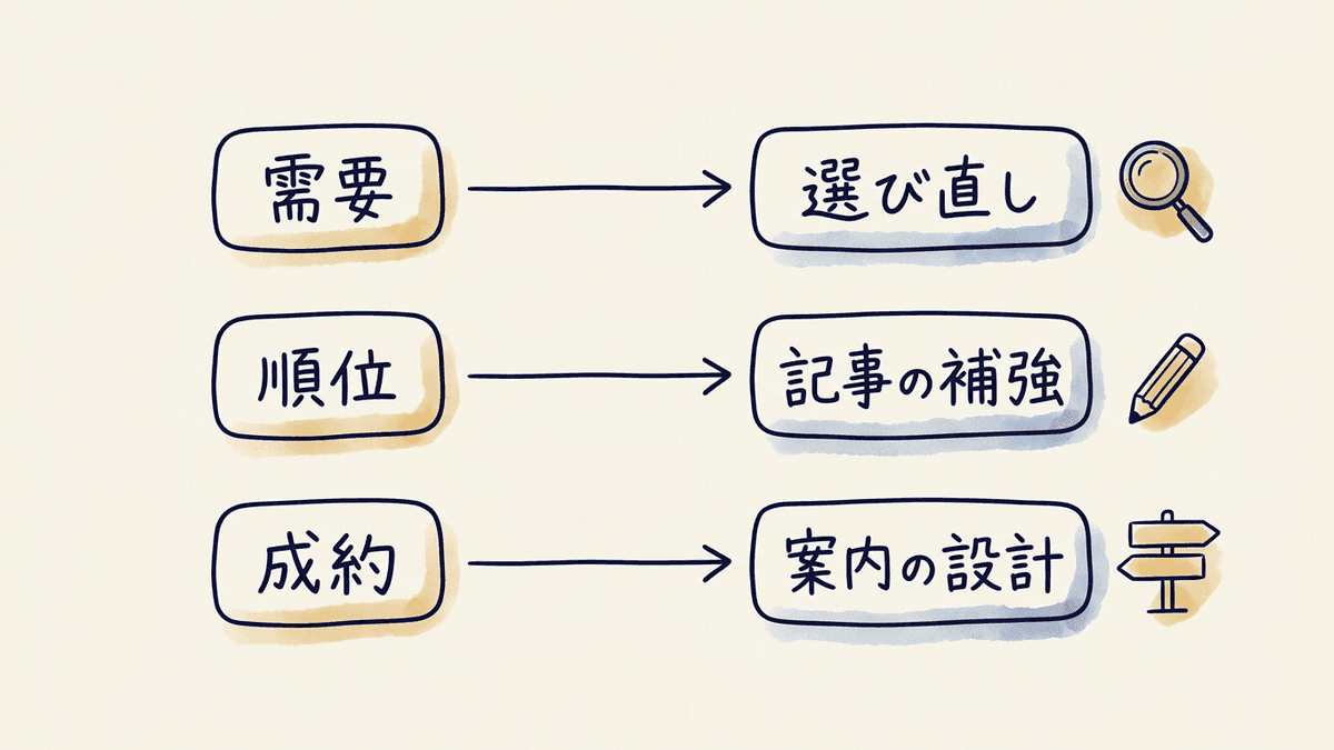 止まっている層ごとに打ち手が変わることを示した対応図