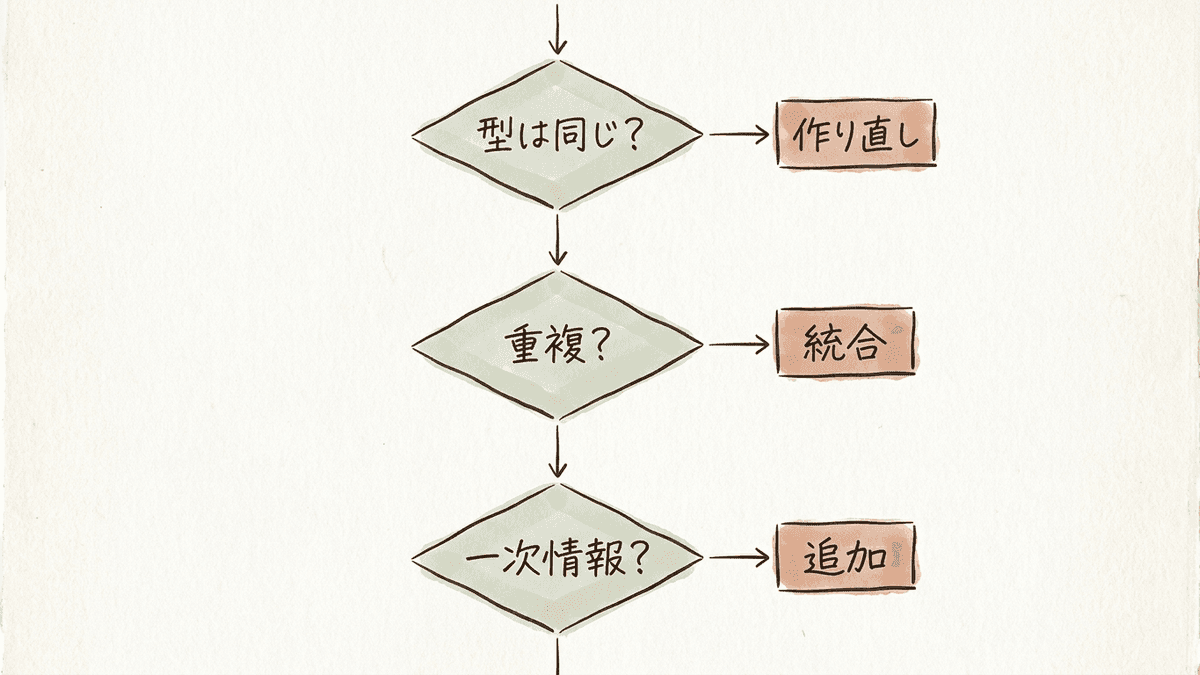 加筆しても順位が上がらない原因を切り分けるフロー図