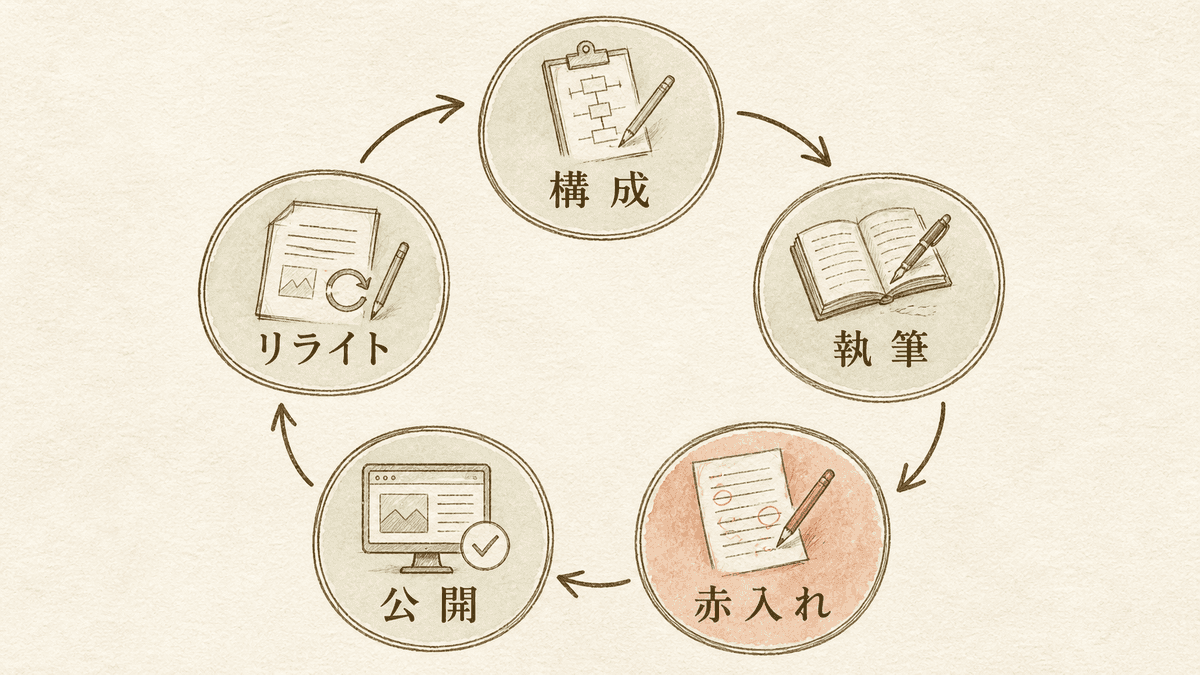 SEOライティングの学習サイクルを示した図