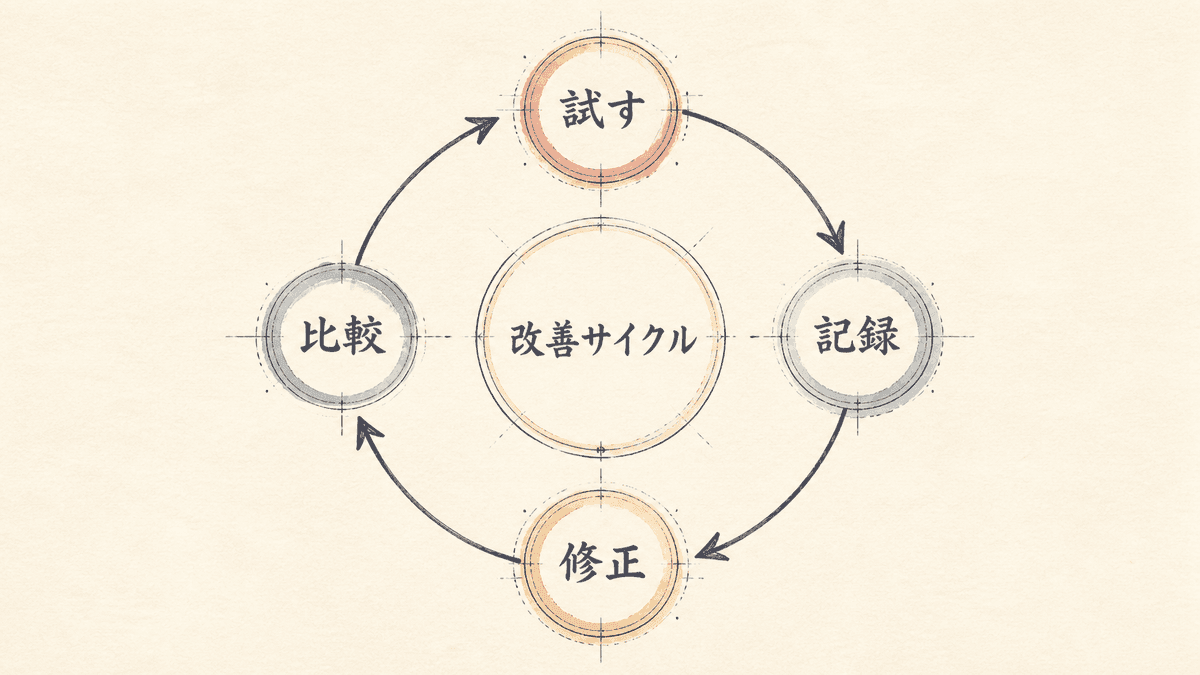 システムプロンプトを改善する循環の図