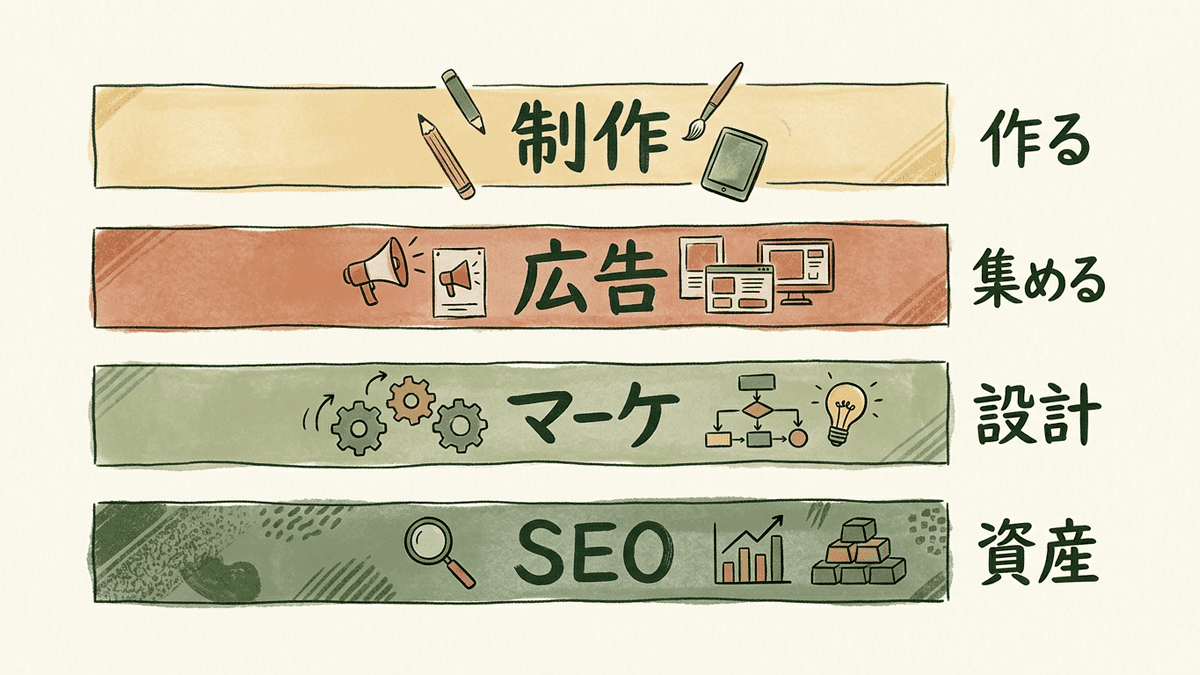 Web業者4タイプの守備範囲を示したマップ