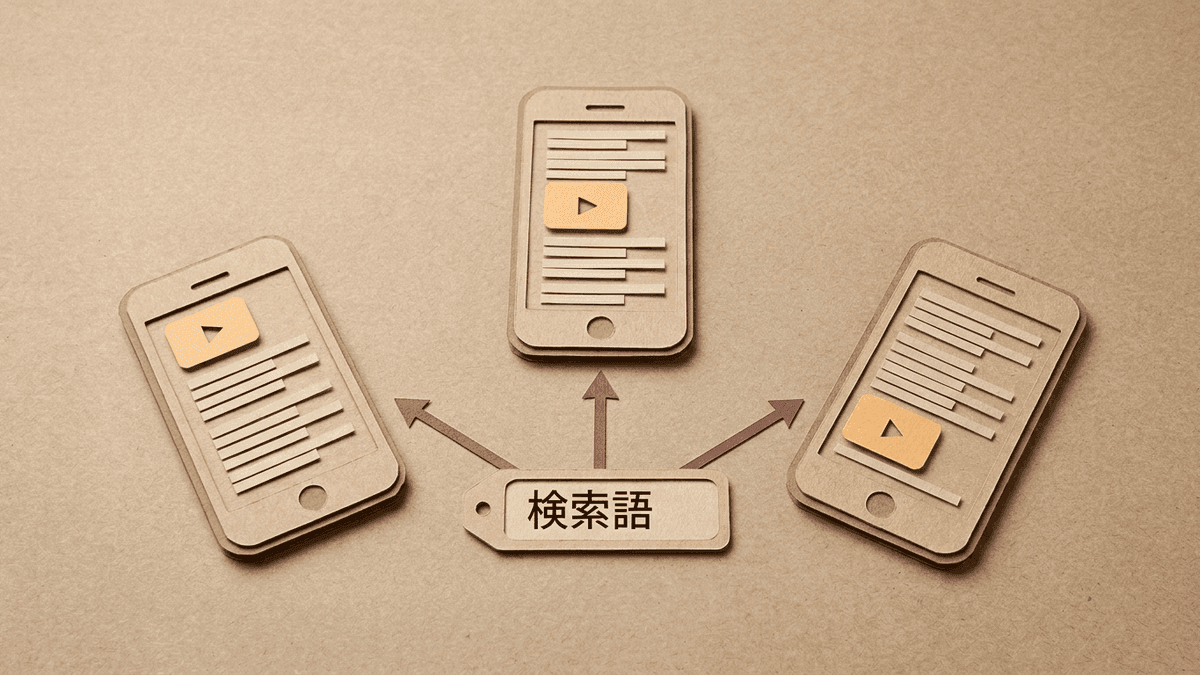 同じ検索語でも視聴者ごとに動画の並び順が違うことを示す図